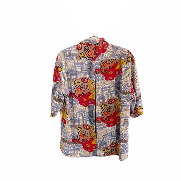 VTG Italian Silk Shirt All Over Print Loud 1990s - Picture 2 of 13
